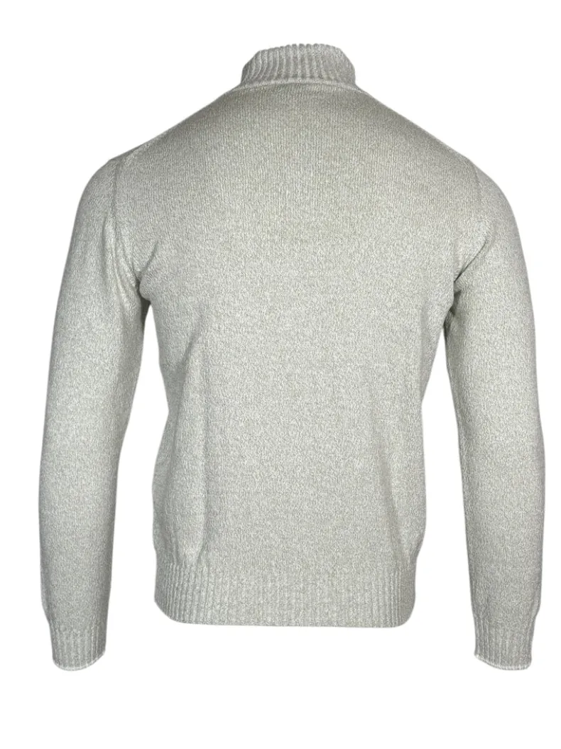 FEDELI BICOLOR 1/4 ZIP SWEATER - GREEN