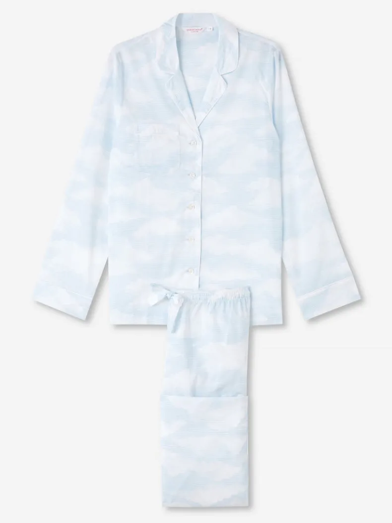 DEREK ROSE LEDBURY WOMEN'S PAJAMA SET - BLUE CLOUDS