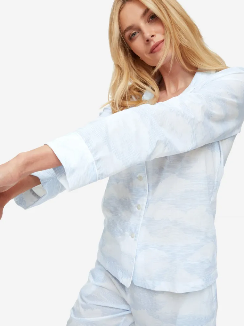 DEREK ROSE LEDBURY WOMEN'S PAJAMA SET - BLUE CLOUDS