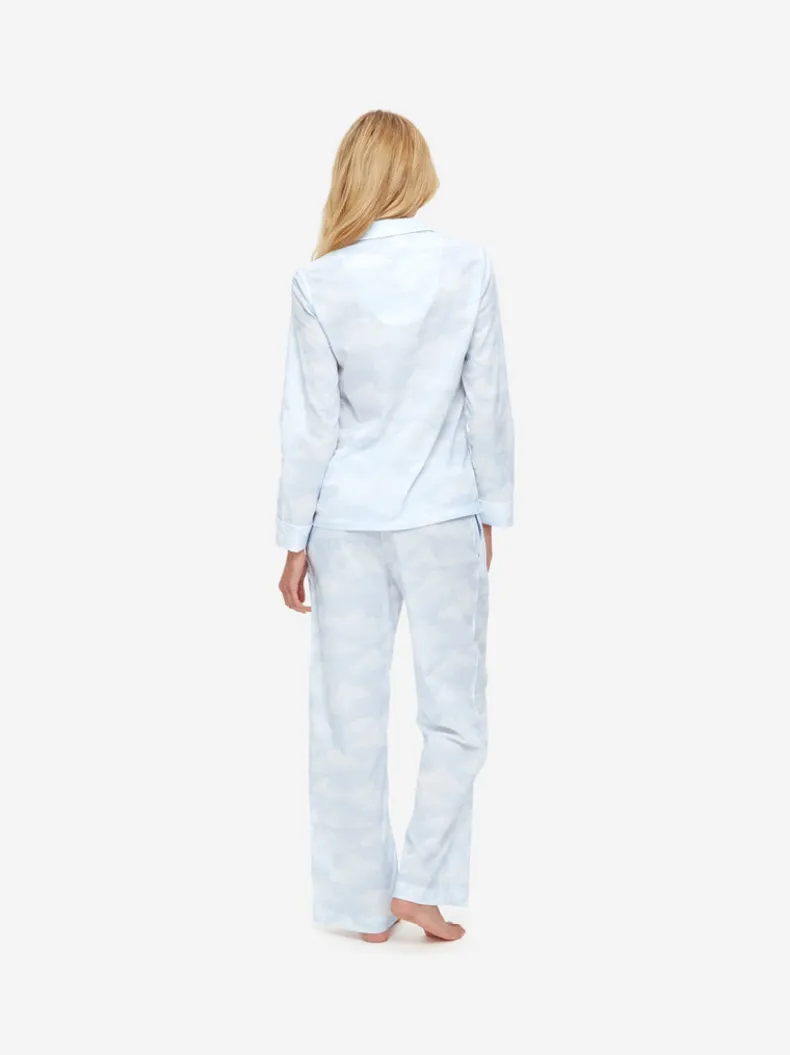 DEREK ROSE LEDBURY WOMEN'S PAJAMA SET - BLUE CLOUDS