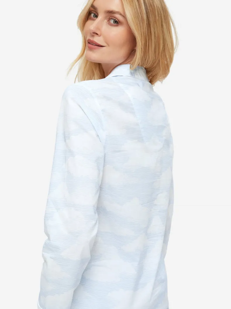 DEREK ROSE LEDBURY WOMEN'S PAJAMA SET - BLUE CLOUDS