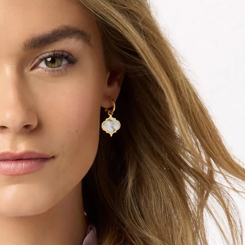 JULIE VOS HELENE HOOP & CHARM EARRINGS - MOTHER OF PEARL