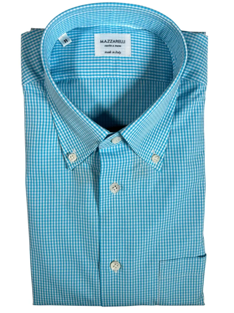 MAZZARELLI SPORT SHIRT - AQUA MICRO CHECK