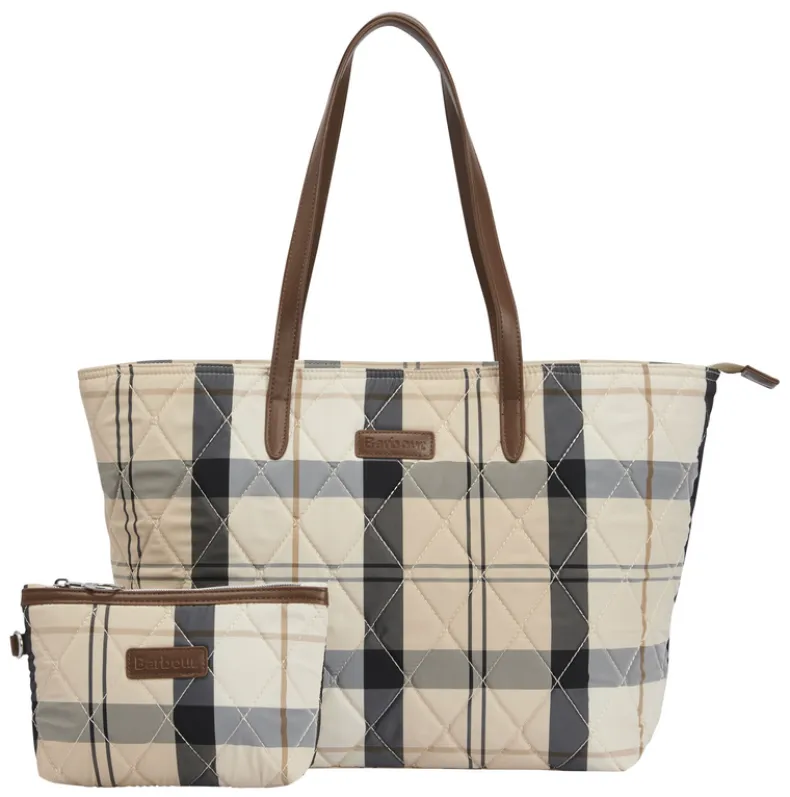 BARBOUR WETHERHAM QUILTED TARTAN BAG - SAFARI TARTAN