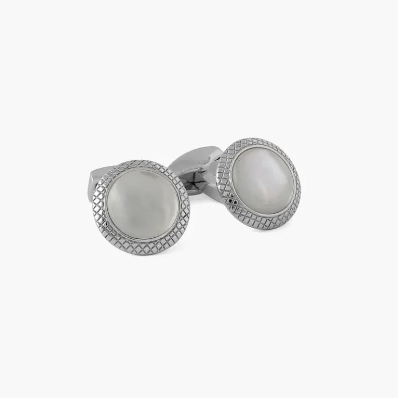 TATEOSSIAN CUFF LINKS - WHITE MOTHER OF PEARL BULLSEYE
