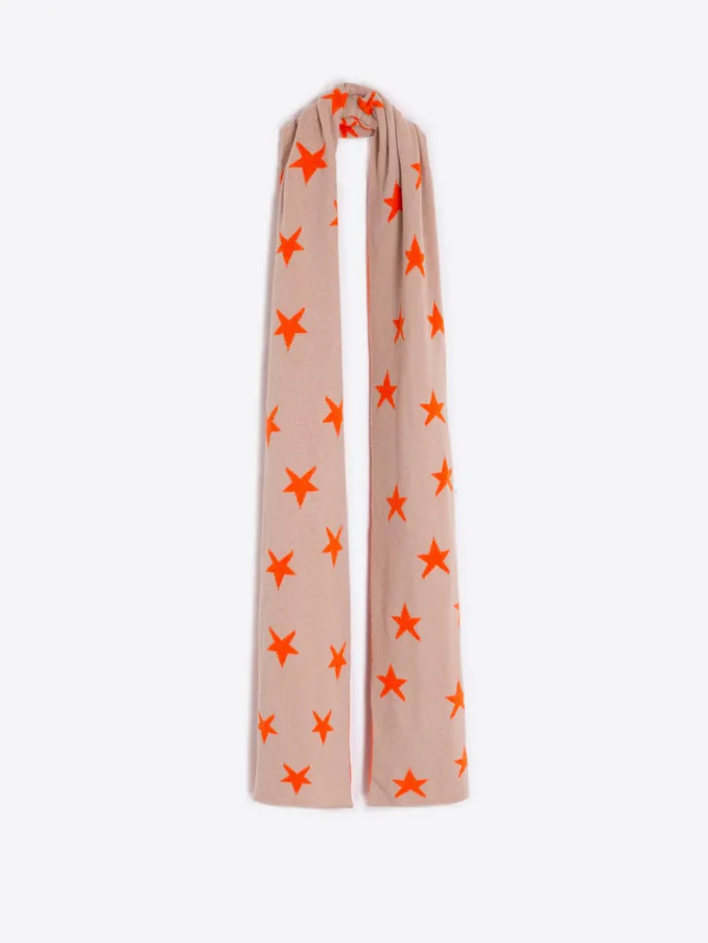 VILAGALLO NEON STARS SCARF - ORANGE & BEIGE