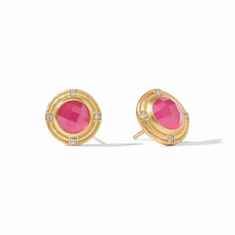 JULIE VOS ASTOR STONE STUD EARRINGS - IRIDESCENT RASPBERRY
