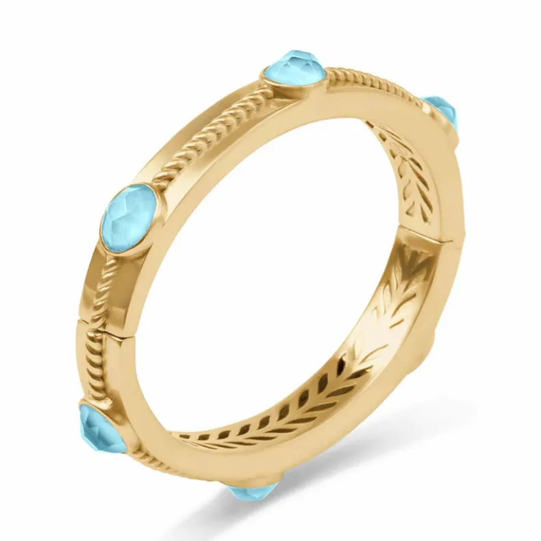 JULIE VOS NASSAU STONE HINGE BANGLE - IRIDESCENT AQUAMARINE