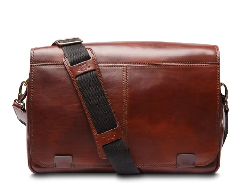 BOSCA 1911 DOLCE ITALIA MESSENGER - DARK BROWN