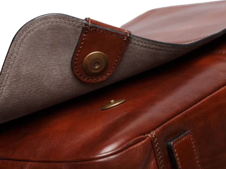 BOSCA 1911 DOLCE ITALIA MESSENGER - DARK BROWN
