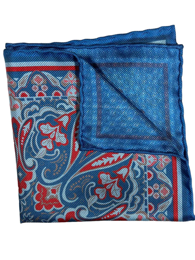 CALABRESE 1924 SILK POCKET SQUARE - LIGHT BLUE PAISLEY