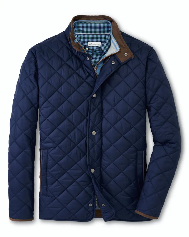 PETER MILLAR QUILTED SUFFOLK COAT - NAVY