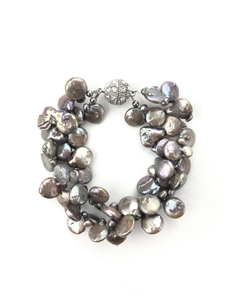 BUTTON DOWN GREY FRESHWATER PEARL BRACELET