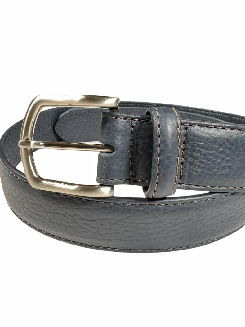 W.KLEINGBERG BELT - NAVY WITH CHOCOLATE STITCHING