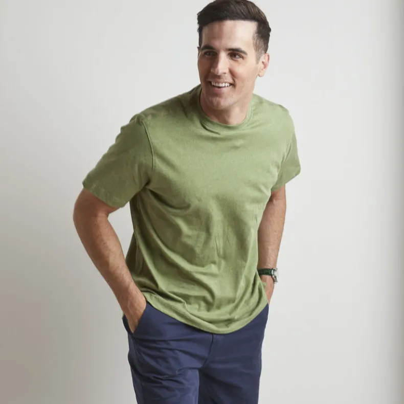 LEFT COAST TEE MEN'S LUXURY SHORT SLEEVE T-SHIRT - GREEN MELANGE