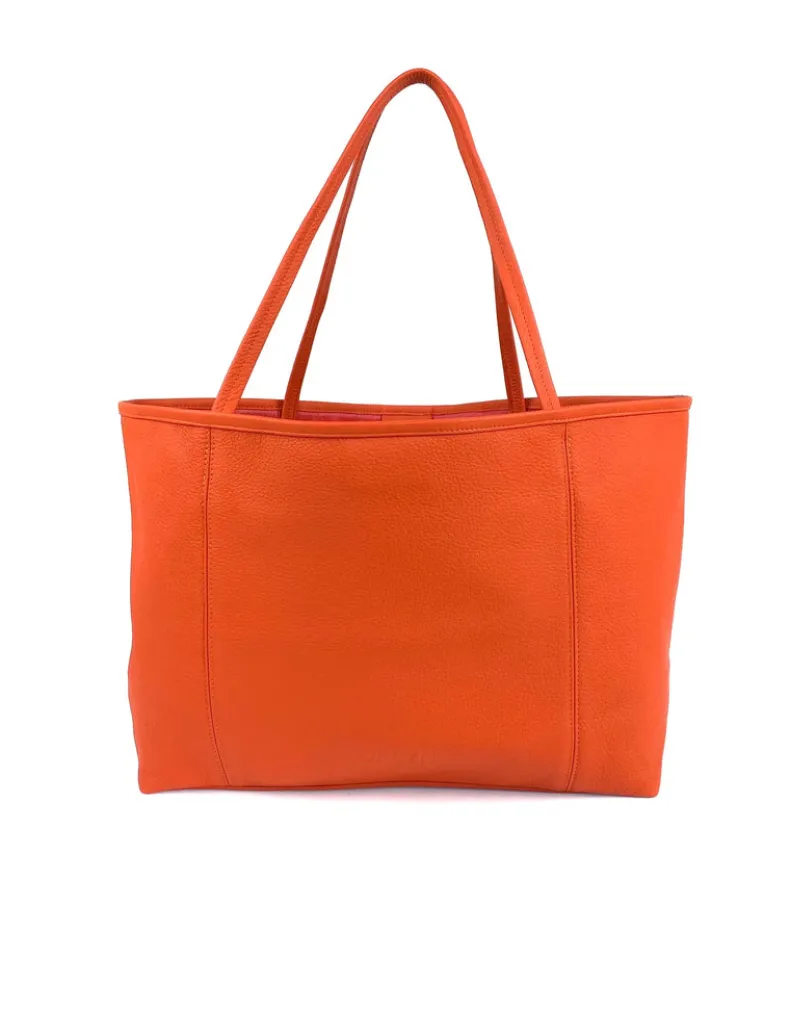 ORSYN MAKENA TOTE - PAPAYA PEBBLE GRAIN