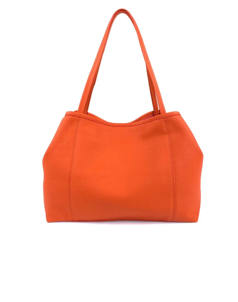 ORSYN MAKENA TOTE - PAPAYA PEBBLE GRAIN
