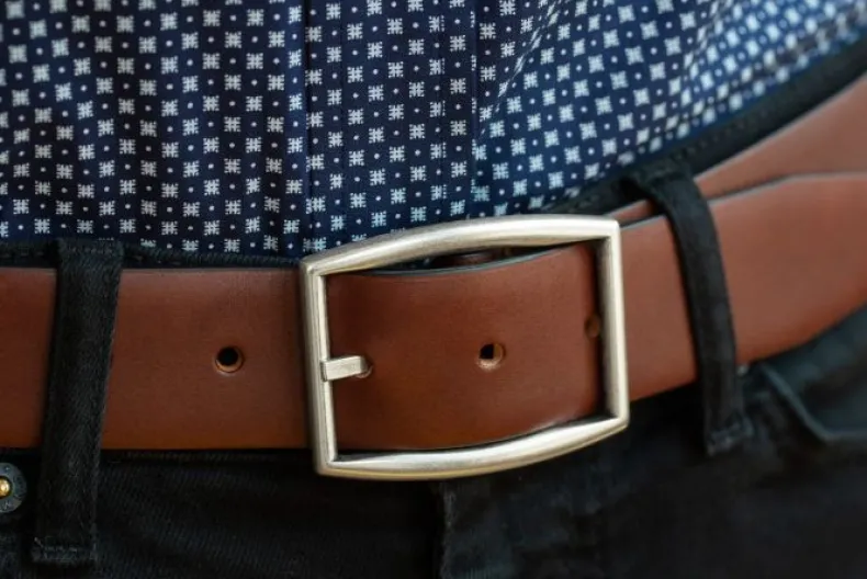 BOSCA 1911 CAPRI LEATHER BELT - BROWN