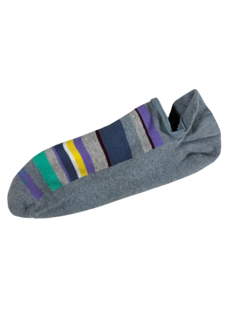 MARCOLIANI PIMA COTTON MULTICOLOR STRIPE INVISIBLE SNEAKER SOCK - LIGHT BLUE DENIM