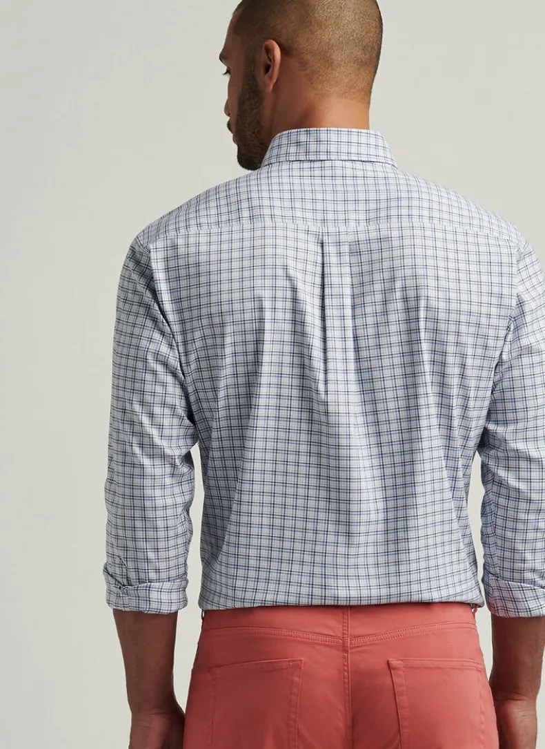 PETER MILLAR ALBERT CROWN LITE COTTON-STRETCH SPORT SHIRT - BLUE FREESIA