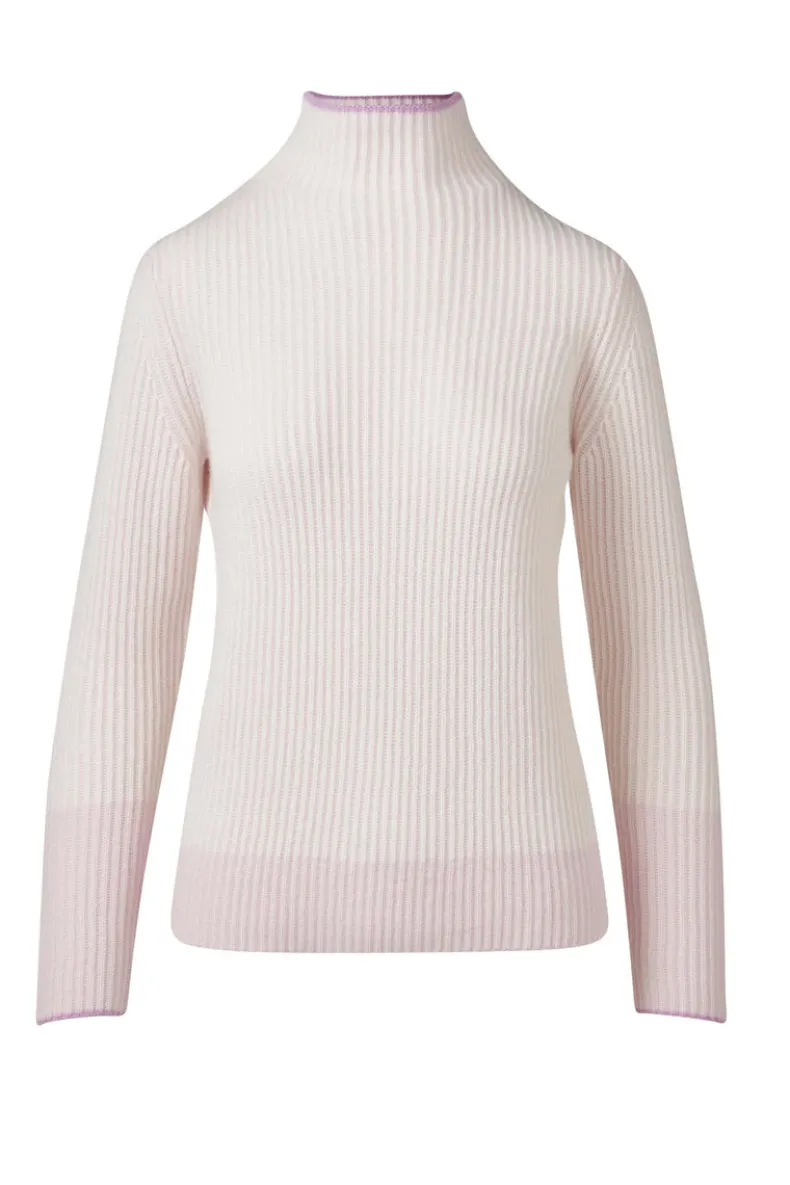 KINROSS PLATED RIB FUNNEL SWEATER - SHELL