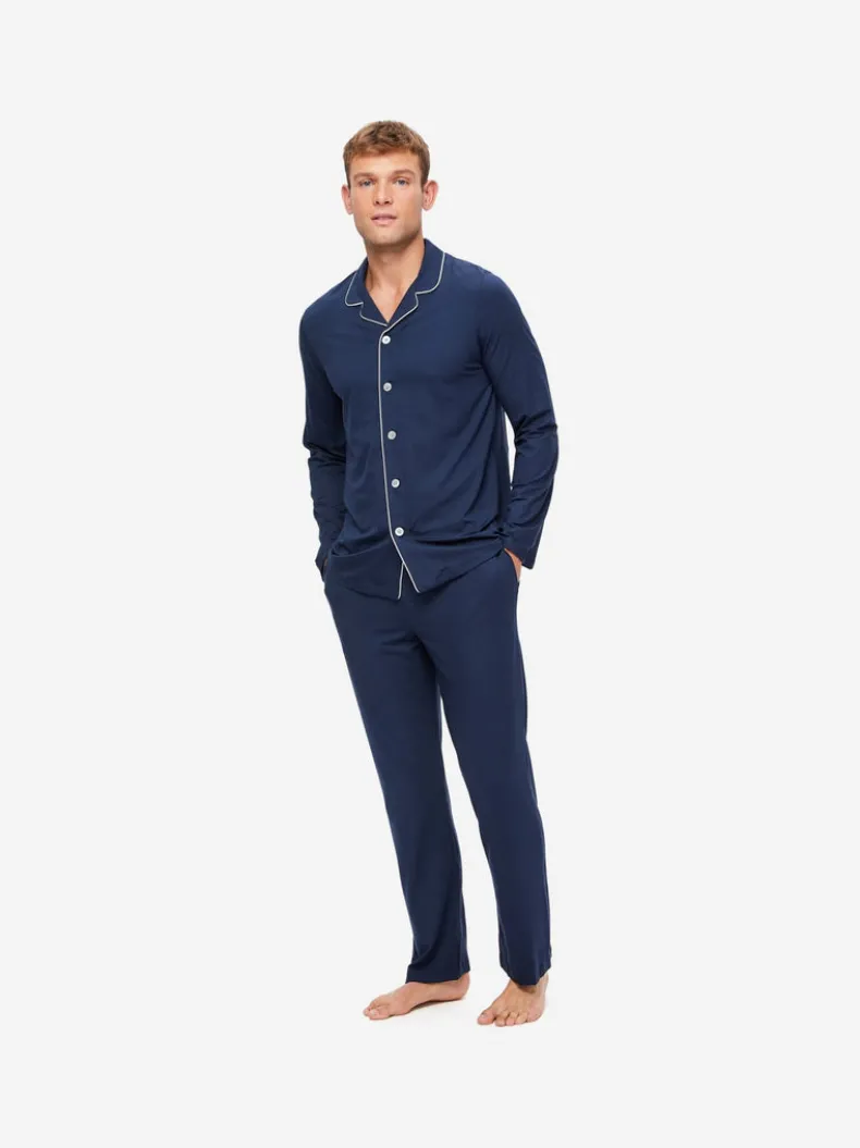 DEREK ROSE BASEL 1 MEN'S JERSEY PAJAMA SET - NAVY