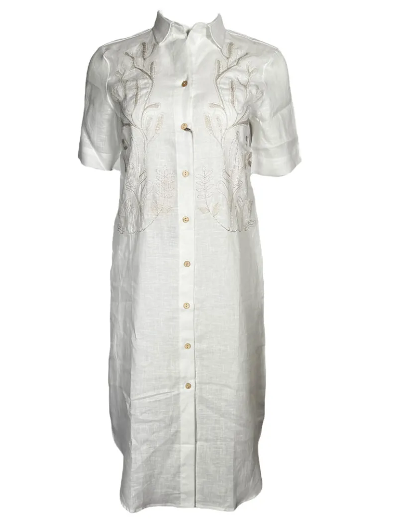 VLT'S BY VALENTINA'S EMBROIDERED DRESS - BEIGE