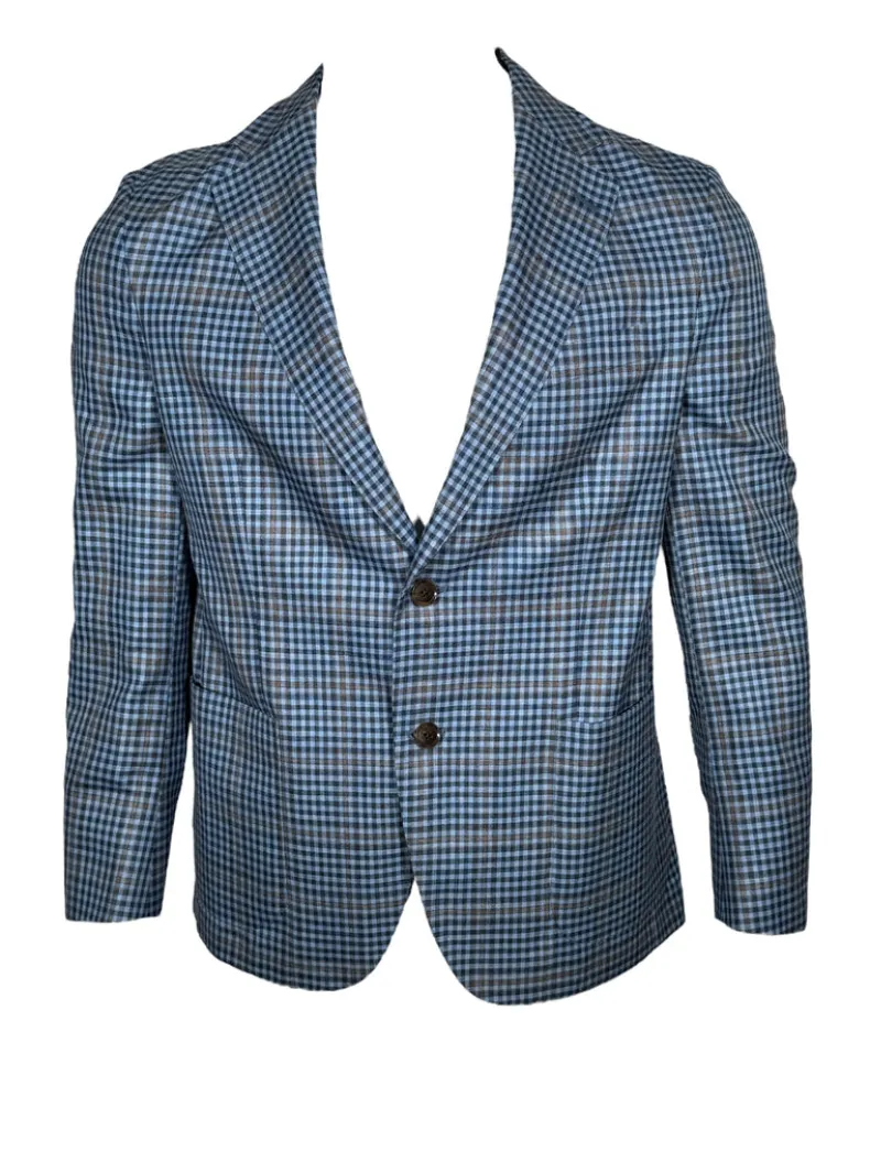 OARS & OLD IVY WOOL BLEND SPORT COAT - BLUE/TAN CHECK