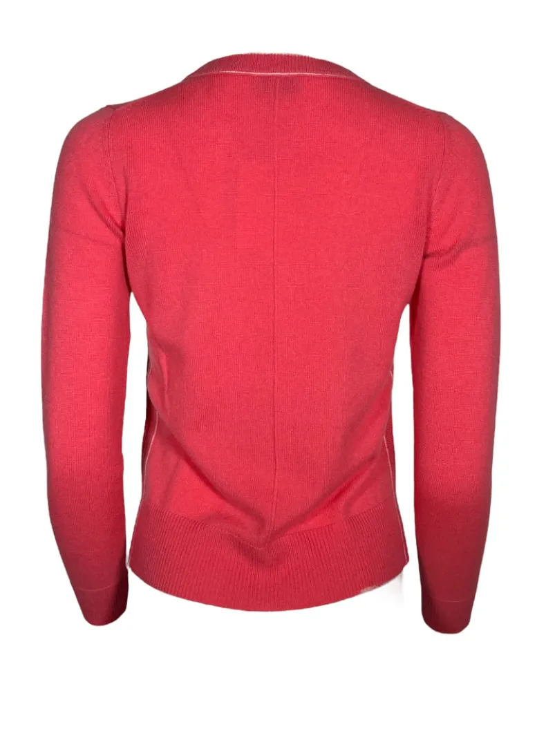 KINROSS TIPPED CREW SWEATER - LIPSTICK/IVORY