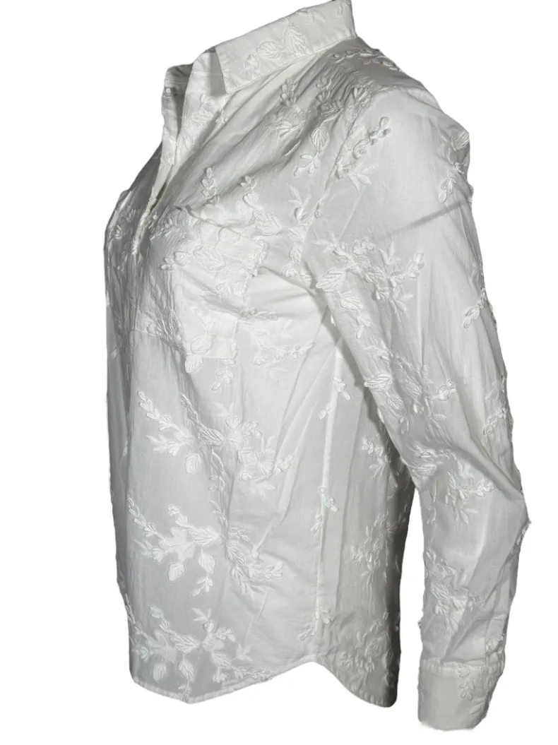 REPEAT EMBROIDERED TOP - CREAM