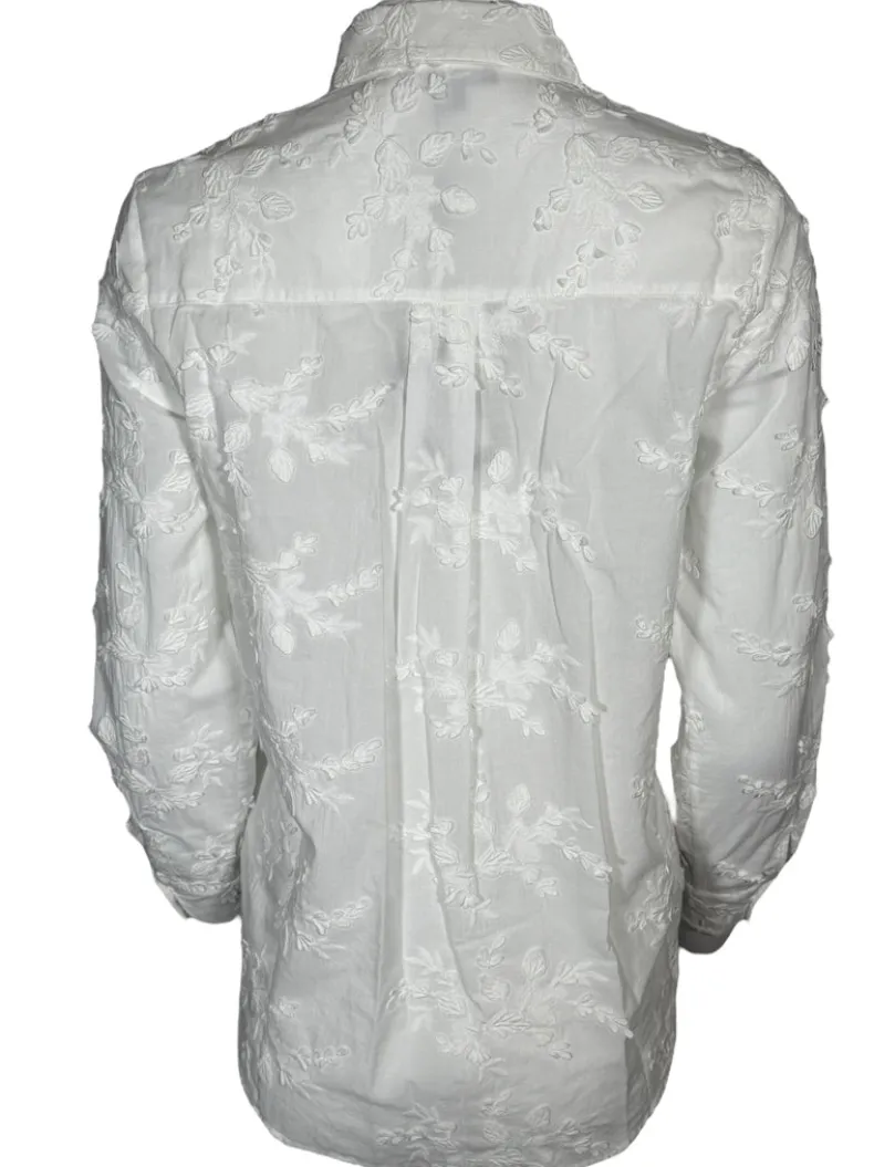REPEAT EMBROIDERED TOP - CREAM