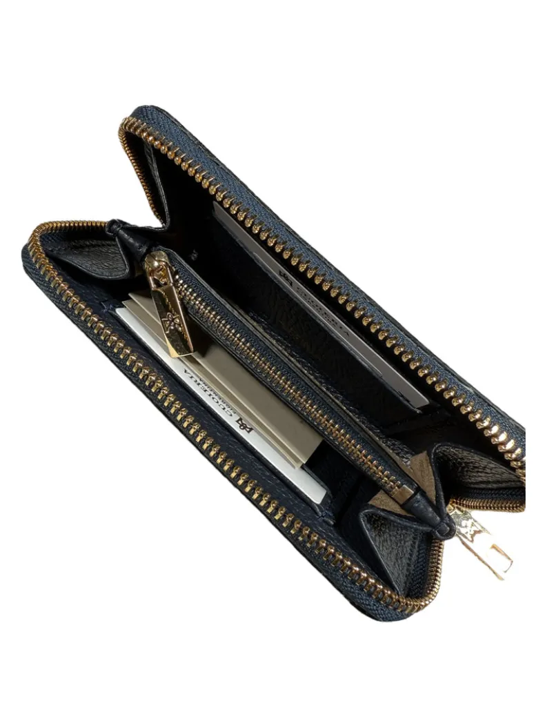 CUOIERIA FIORENTINA SMALL ZIP AROUND WALLET - NAVY