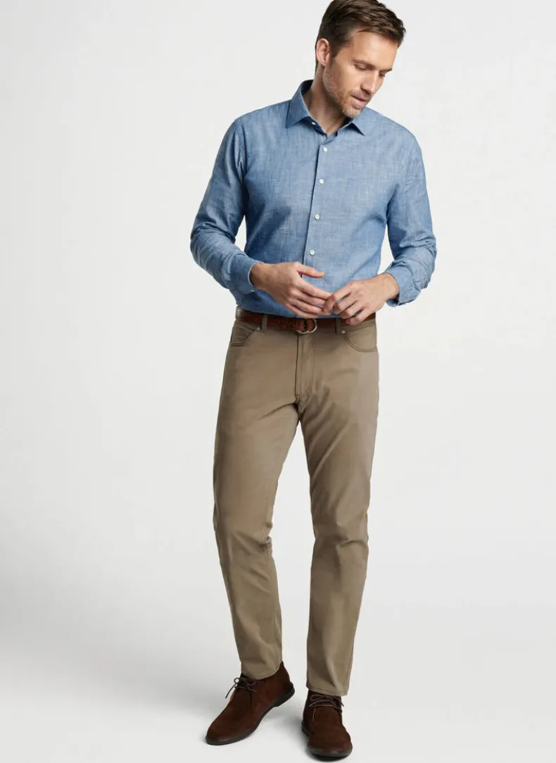 PETER MILLAR JAPANESE SELVEDGE SPORT SHIRT - LIGHT CHAMBRAY