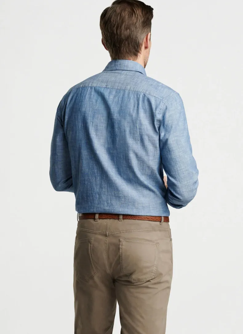 PETER MILLAR JAPANESE SELVEDGE SPORT SHIRT - LIGHT CHAMBRAY