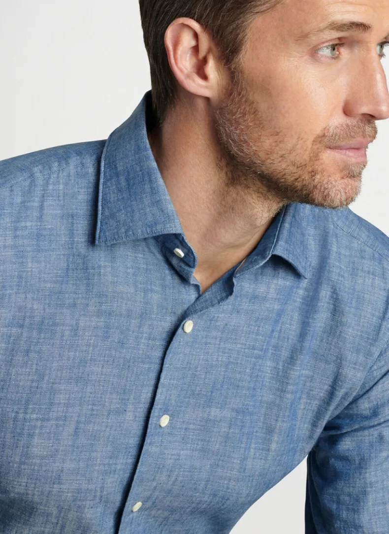 PETER MILLAR JAPANESE SELVEDGE SPORT SHIRT - LIGHT CHAMBRAY