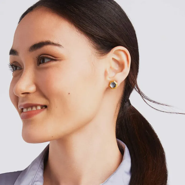 JULIE VOS PALLADIO STUD EARRING - IRIDESCENT JADE GREEN