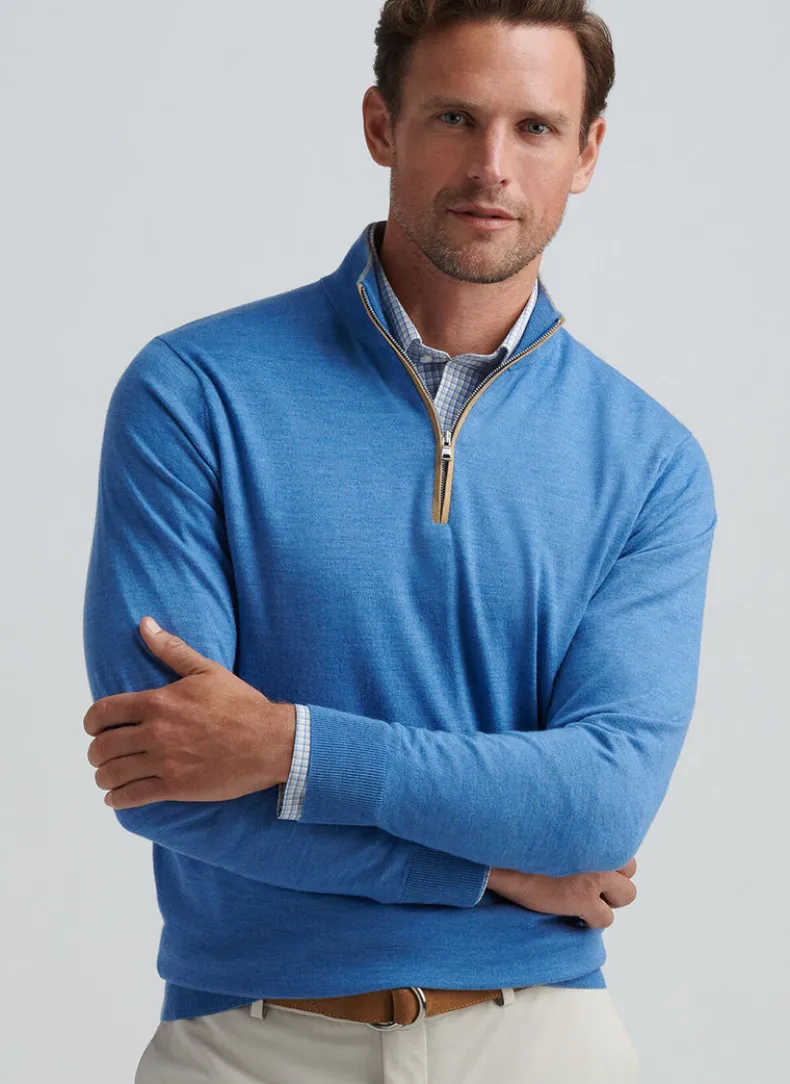 PETER MILLAR EXCURSIONIST FLEX QUARTER-ZIP SWEATER - FOUNTAIN BLUE