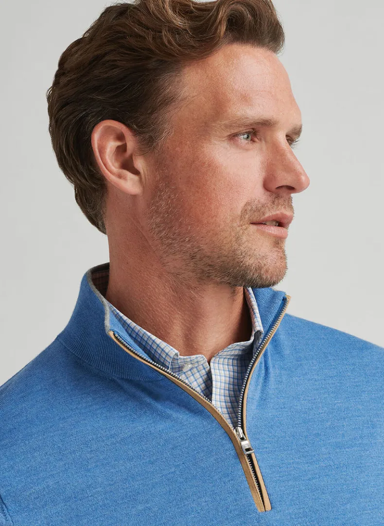 PETER MILLAR EXCURSIONIST FLEX QUARTER-ZIP SWEATER - FOUNTAIN BLUE