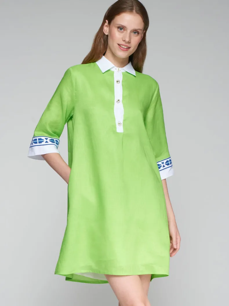 VILAGALLO LINEN DRESS - BRIGHT GREEN