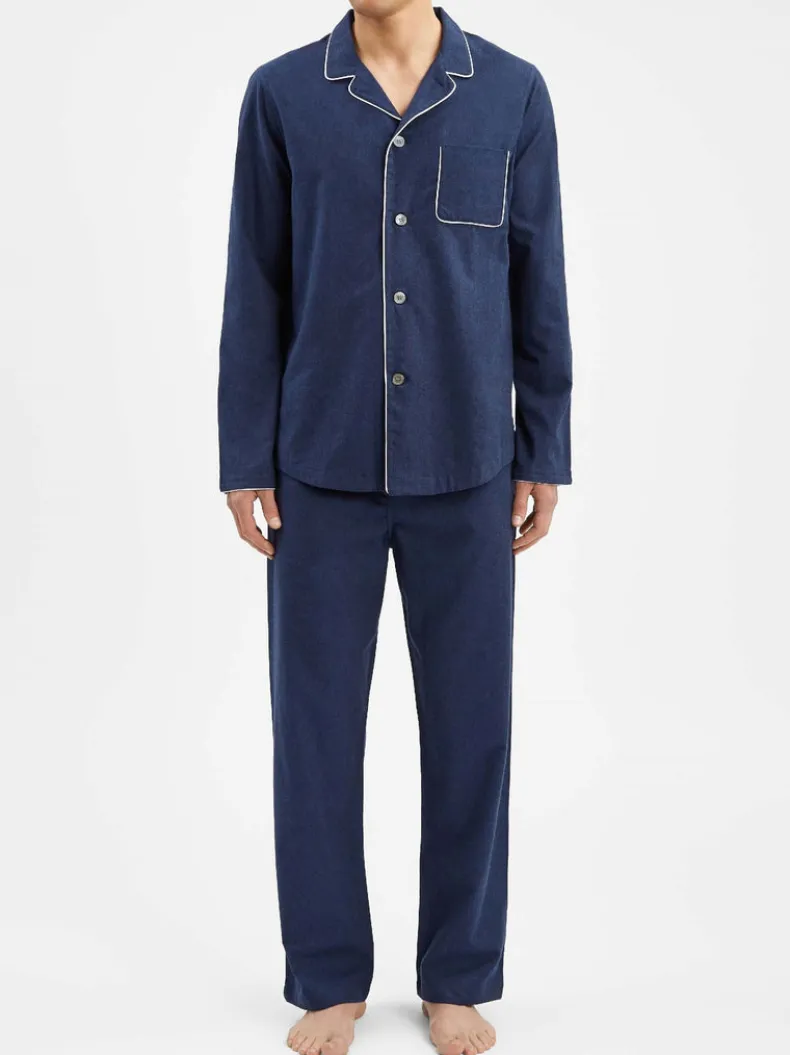 DEREK ROSE BALMORAL 3 MEN'S PAJAMA SET - NAVY