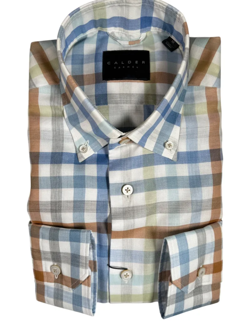 CALDER CARMEL MEN'S SHIRT - SAND CHECK
