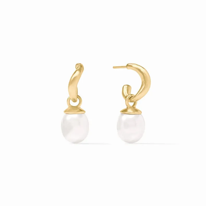 JULIE VOS WAVE HOOP & CHARM EARRING - PEARL