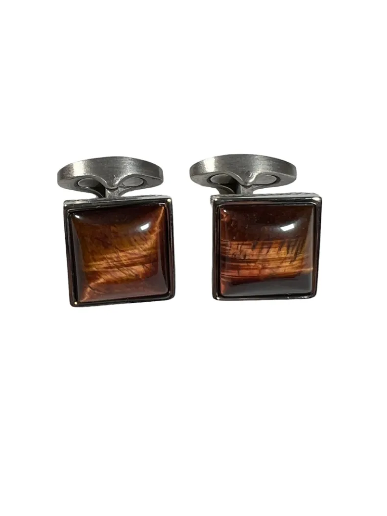 TATEOSSIAN CUFF LINKS - SQUARE TIGER EYE