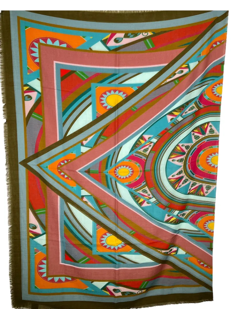 FRANCO FERRARI WOOL SCARF - LIGHT BLUE DECO