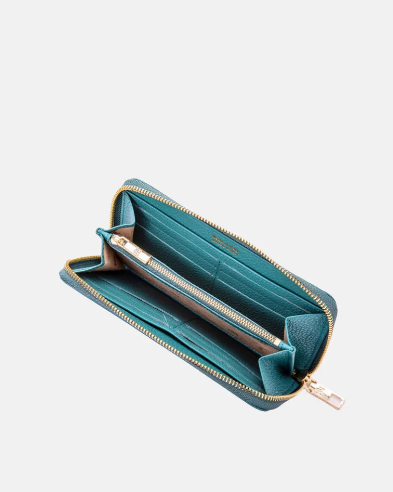 CUOIERIA FIORENTINA ZIP WALLET - TEAL