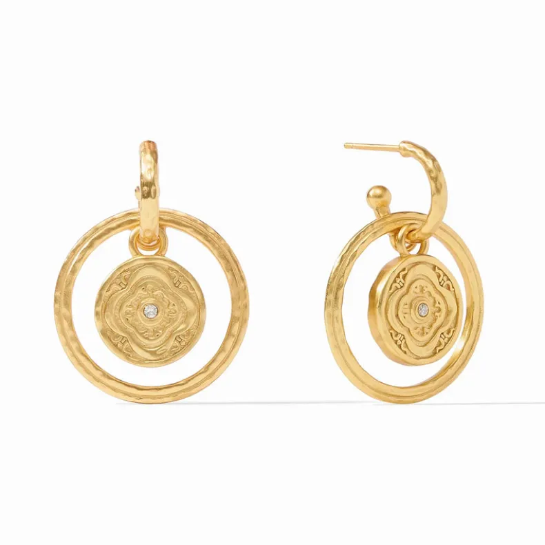 JULIE VOS ASTOR 6-IN-1 CHARM EARRINGS - IRIDESCENT CLEAR CRYSTAL
