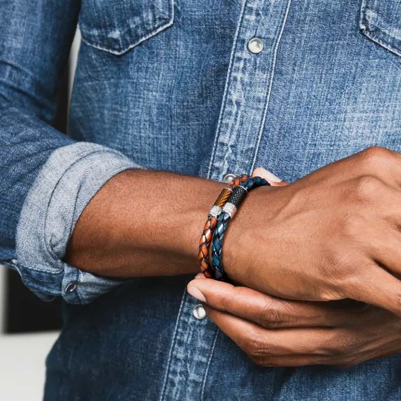 TATEOSSIAN CARBON POP BRACELET - BROWN LEATHER