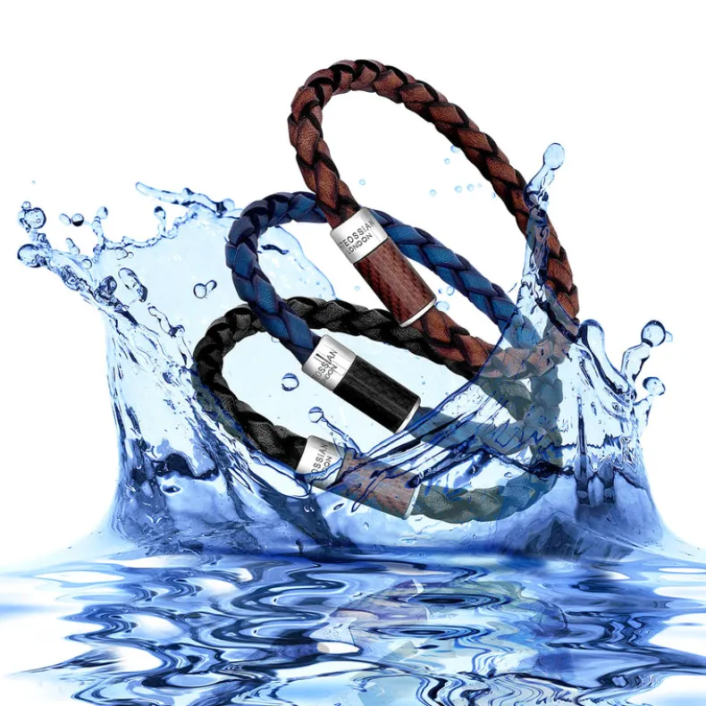 TATEOSSIAN CARBON POP BRACELET - BROWN LEATHER