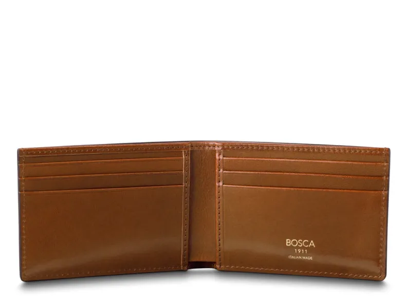 BOSCA 1911 ROMA ITALIA SMALL BIFOLD WALLET - AMBER