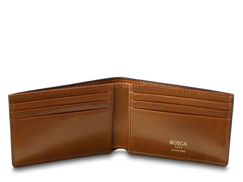 BOSCA 1911 ROMA ITALIA SMALL BIFOLD WALLET - AMBER